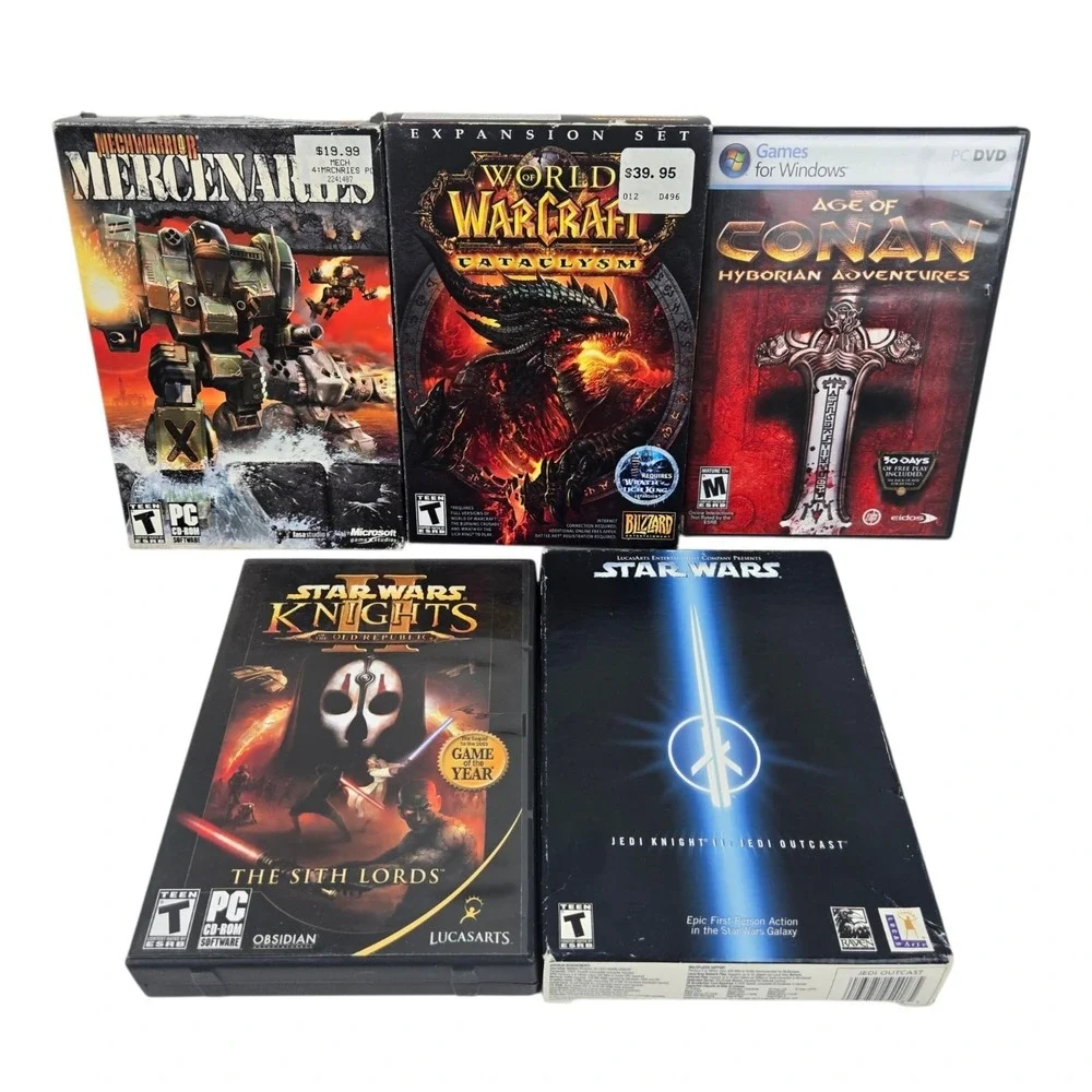 Mixed Lot Of 5 PC Video Games Y2K Era All CIB w NICE Discs WOWC Star Wars + More